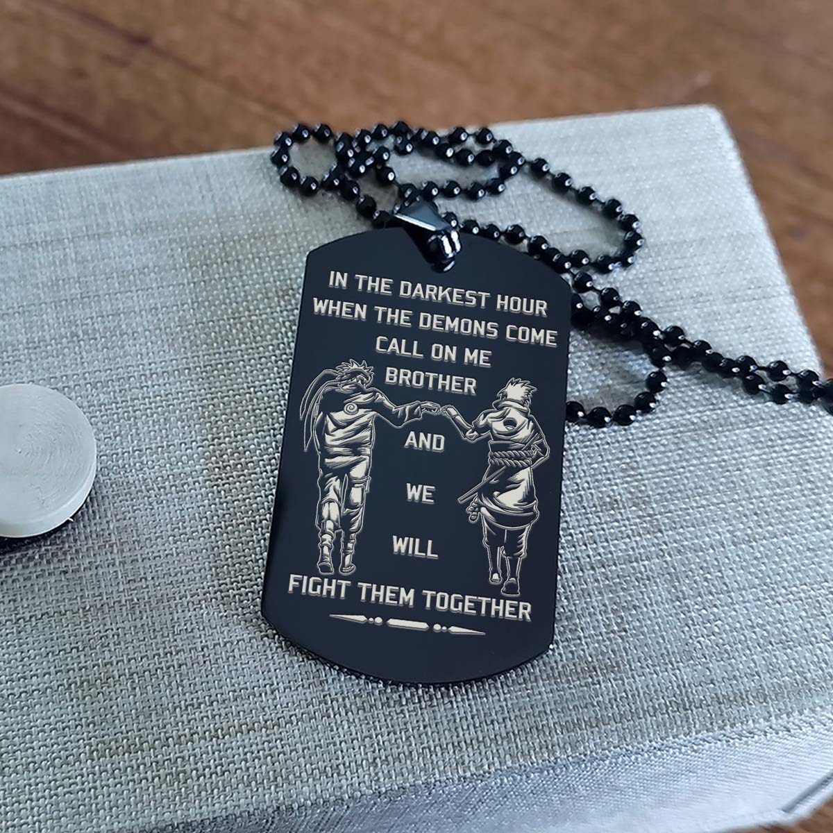 Naruto Dog Tag - Call On Me Brother - It's About Being Better Than You Were The Day Before - Uzumaki Naruto - Uchiha Sasuke - Naruto Necklace - Engrave Dog Tag