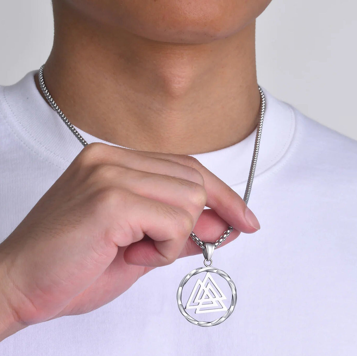viking - norse viking necklaces for men women, stainless steel round hollow knot pendant collar jewelry