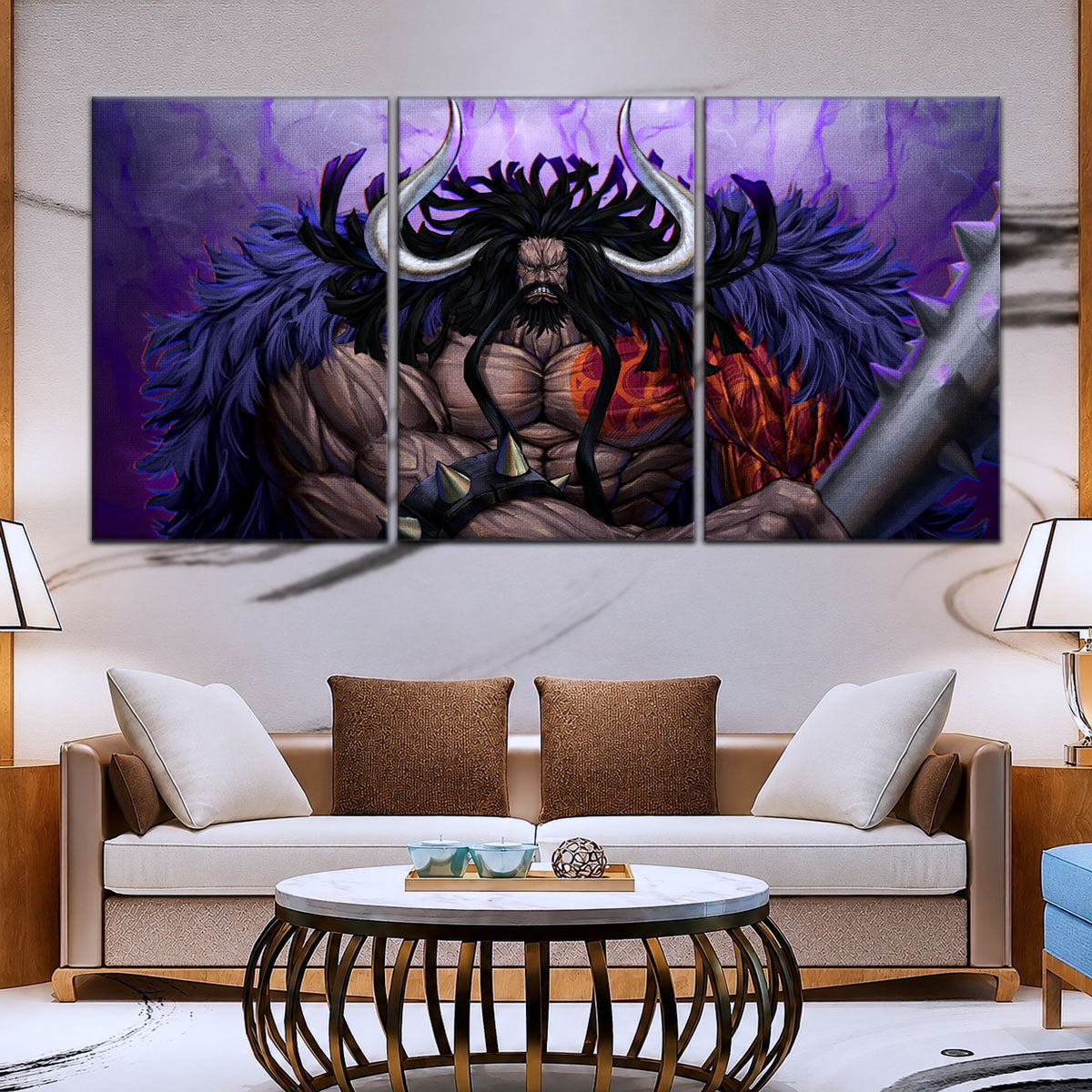 One Piece Canvas Wall Art - Gear Fourth Luffy Unleashed 5 Piece Split Panel Anime Poster - Framed Ready to Hang Living Room & Man Cave Decor - OP5012