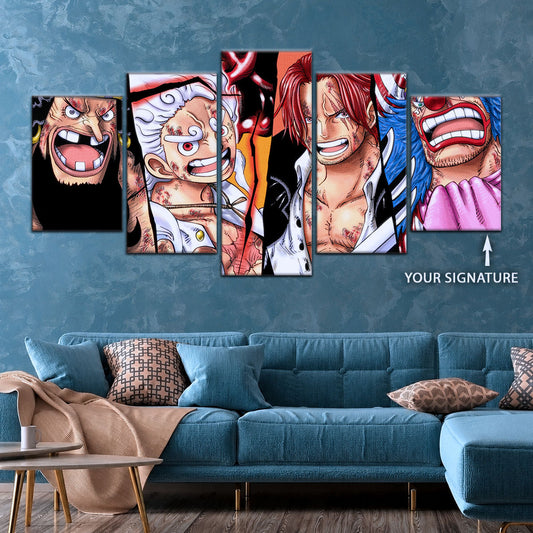 One Piece Canvas Wall Art - OP5067 - Luffy Gear 5 - Shanks - Buggy - Teach