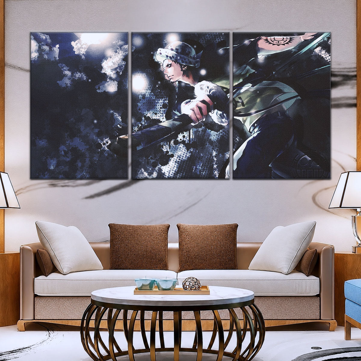 One Piece Canvas Wall Art - Trafalgar Law Room Shambles 5 Piece Split Panel Anime Poster - Framed Ready to Hang Living Room & Man Cave Decor - OP5090