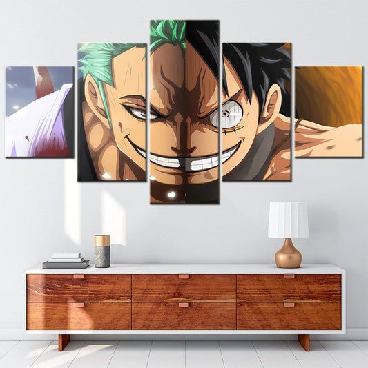 One Piece Canvas Wall Art - OP5112 - Monkey D. Luffy - Roronoa Zoro Three Sword Style
