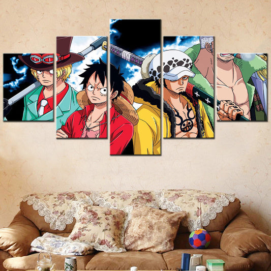One Piece Canvas Wall Art - OP5133 - Monkey D. Luffy - Roronoa Zoro - Trafalgar Law - Sabo