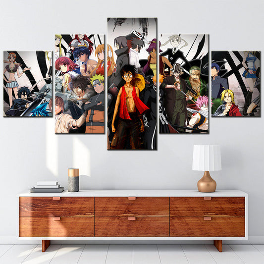 One Piece & Naruto Crossover Canvas Wall Art - OP5136 - Luffy - Zoro - Naruto - Kakashi