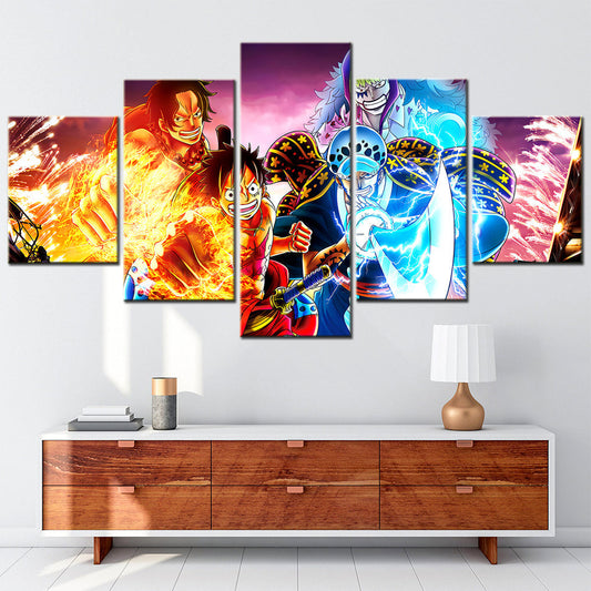 One Piece Canvas Wall Art - OP5141 - Monkey D. Luffy - Trafalgar Law - Portgas D. Ace - Bartolomeo