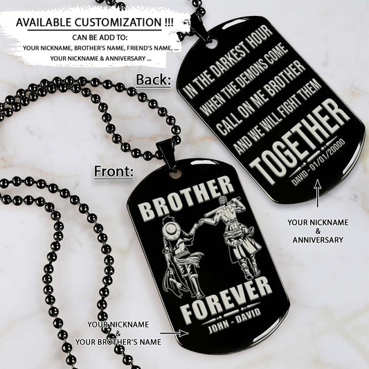 One Piece Dog Tag - Brother Forever - Call On Me Brother - Monkey D. Luffy - Roronoa Zoro - One Piece Necklace - Engrave Dog Tag