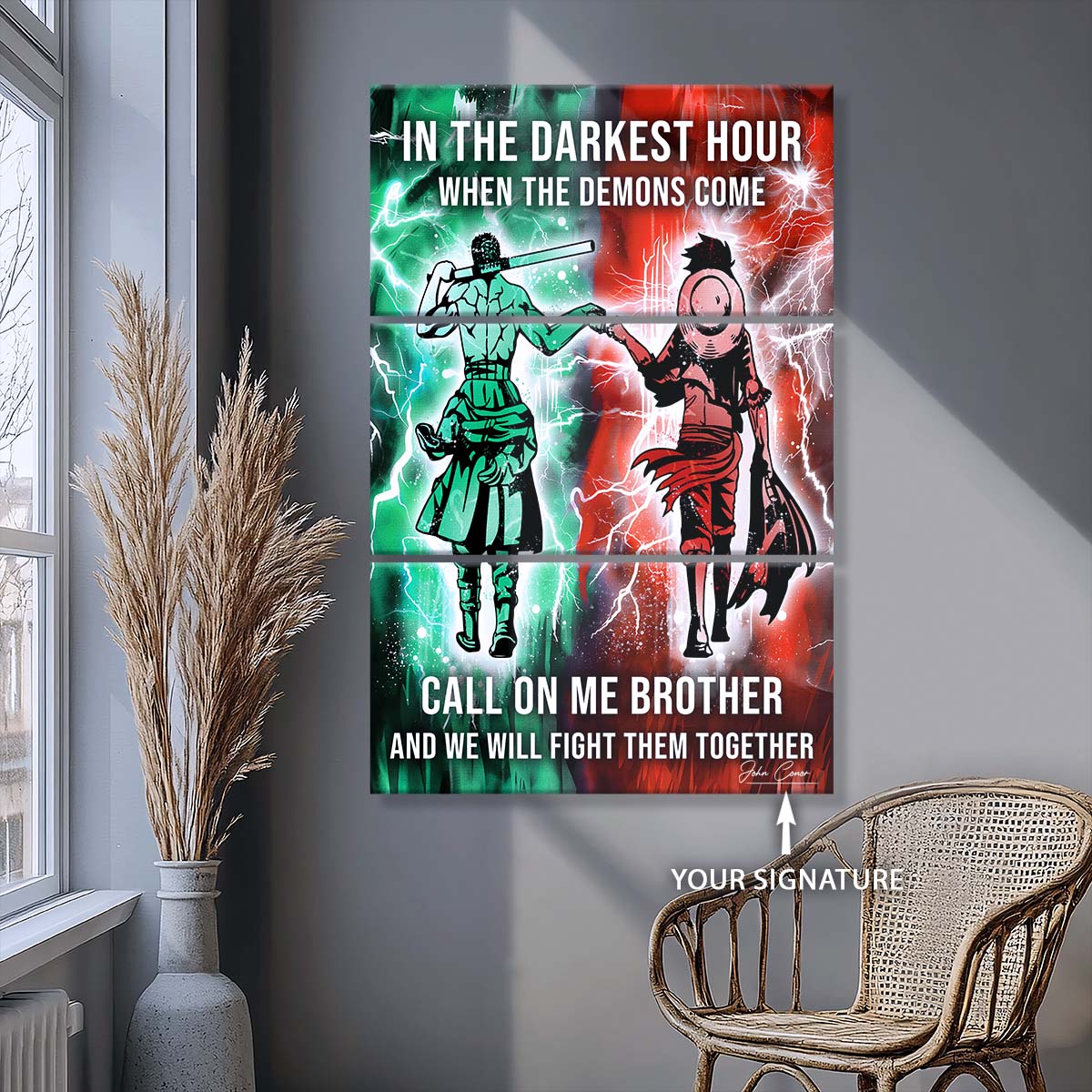 One Piece - 3 Piece Wall Art - OP001 - Call On me Brother - Monkey D. Luffy - Roronoa Zoro - One Piece Canvas