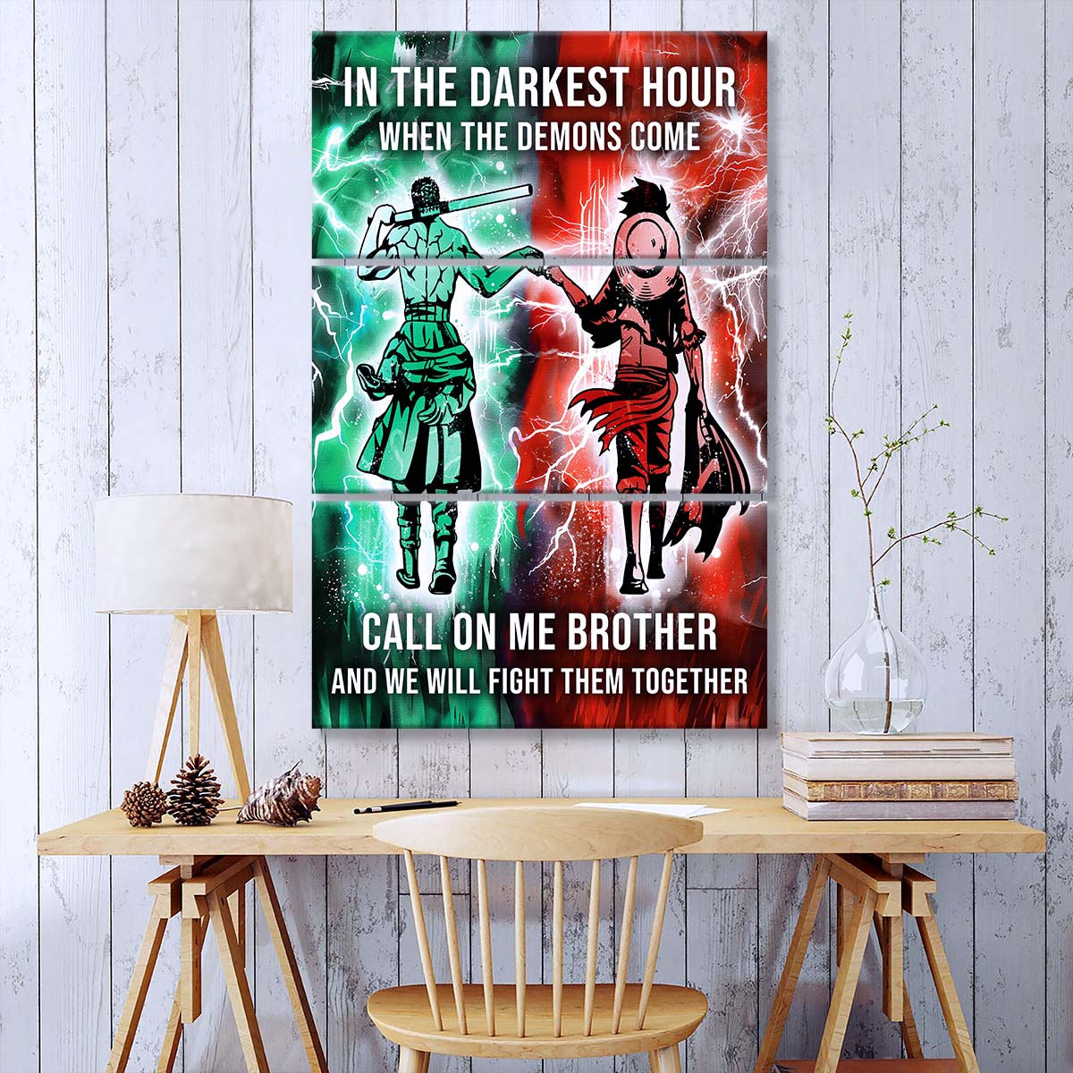 One Piece - 3 Piece Wall Art - OP001 - Call On me Brother - Monkey D. Luffy - Roronoa Zoro - One Piece Canvas