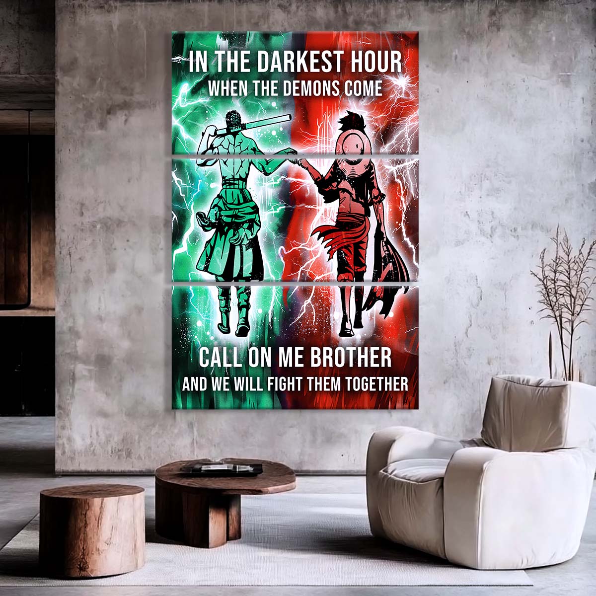 One Piece - 3 Piece Wall Art - OP001 - Call On me Brother - Monkey D. Luffy - Roronoa Zoro - One Piece Canvas