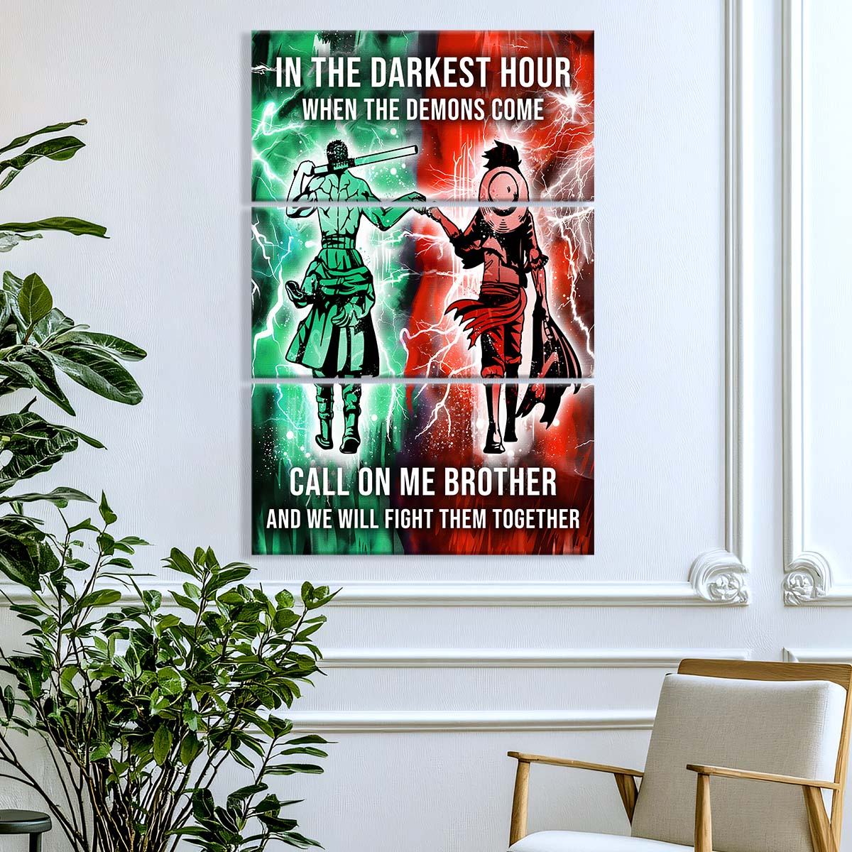 One Piece - 3 Piece Wall Art - OP001 - Call On me Brother - Monkey D. Luffy - Roronoa Zoro - One Piece Canvas