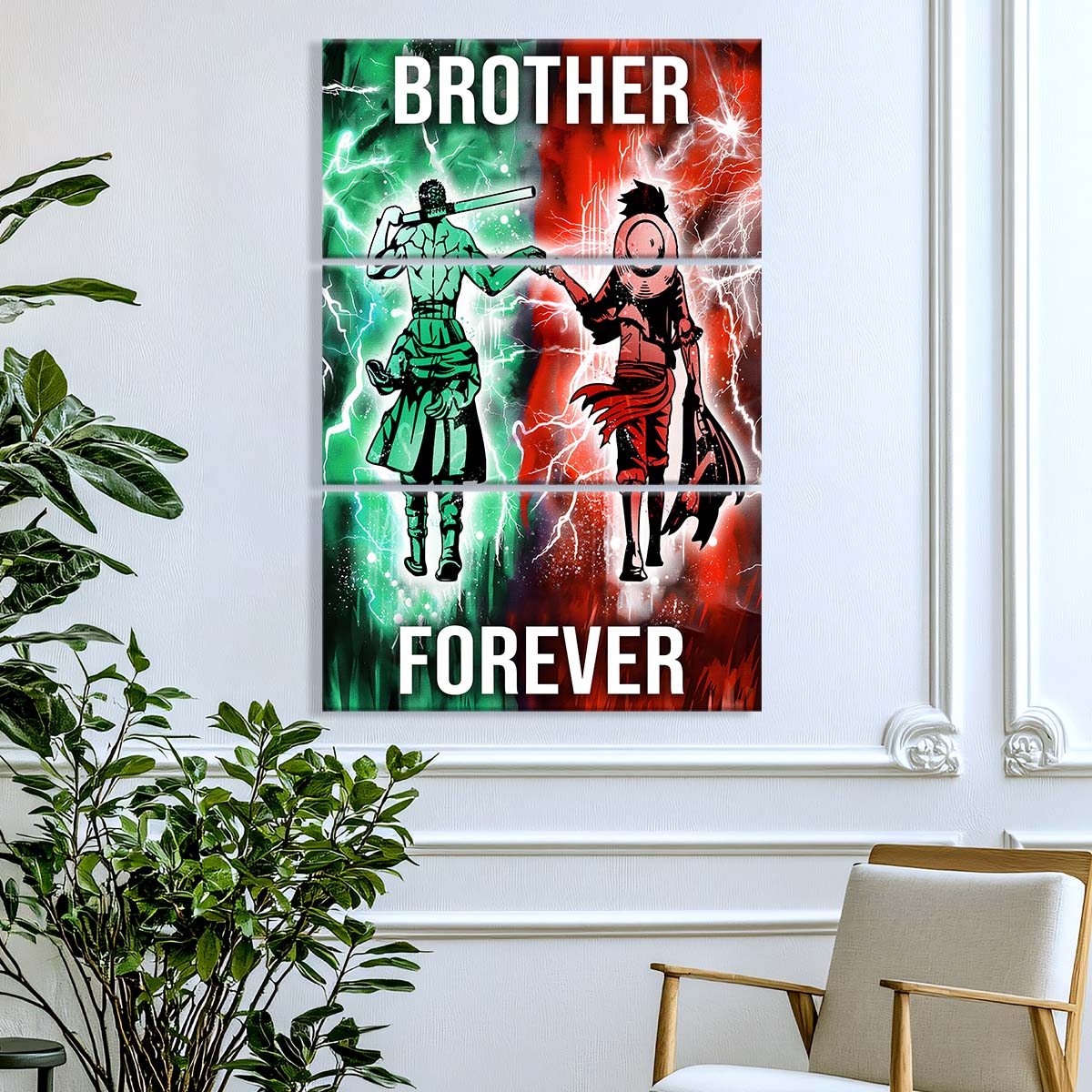 One Piece - 3 Piece Wall Art - OP002 - Brother Forever - Monkey D. Luffy - Roronoa Zoro - One Piece Canvas