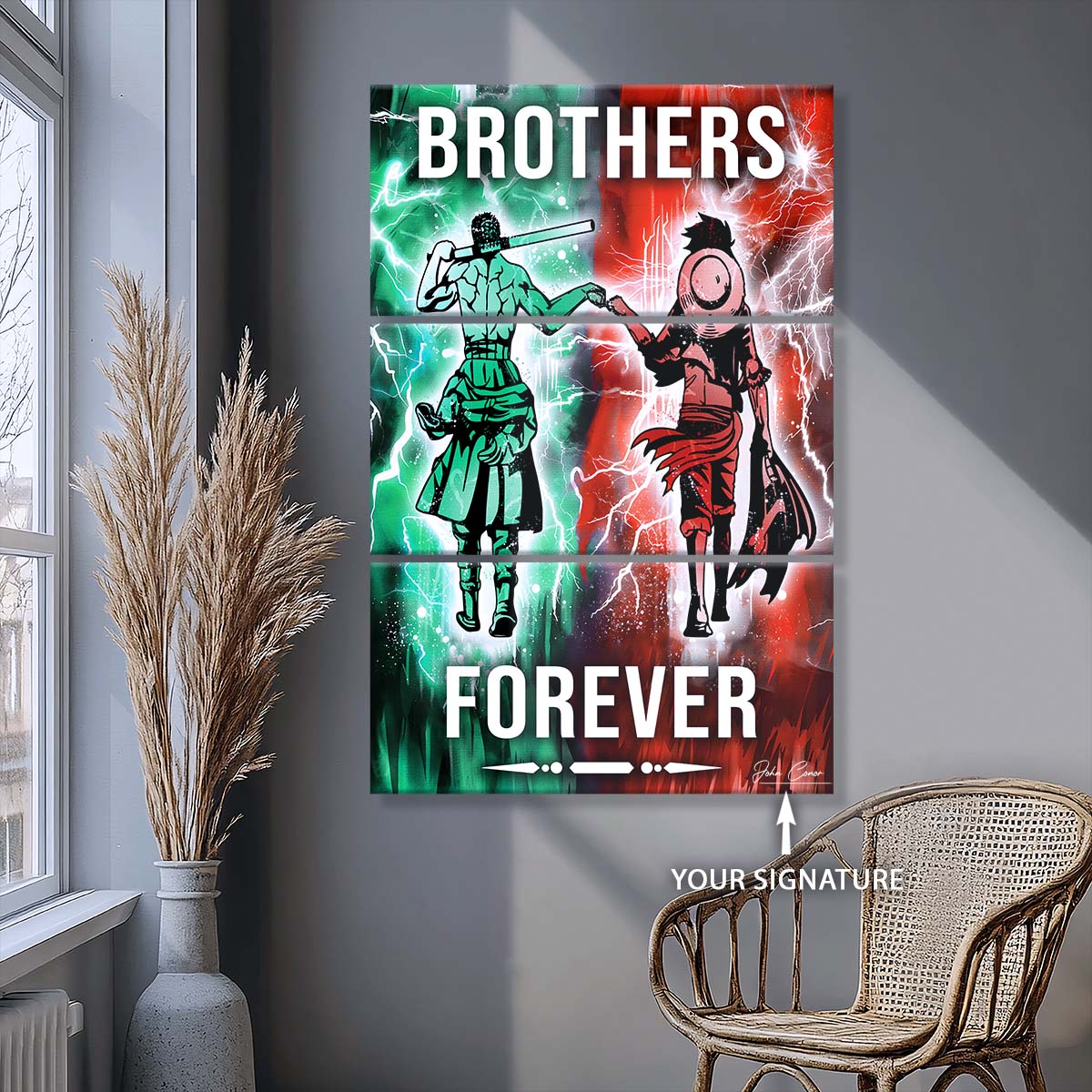 One Piece - 3 Piece Wall Art - OP003 - Brothers Forever - Monkey D. Luffy - Roronoa Zoro - One Piece Canvas