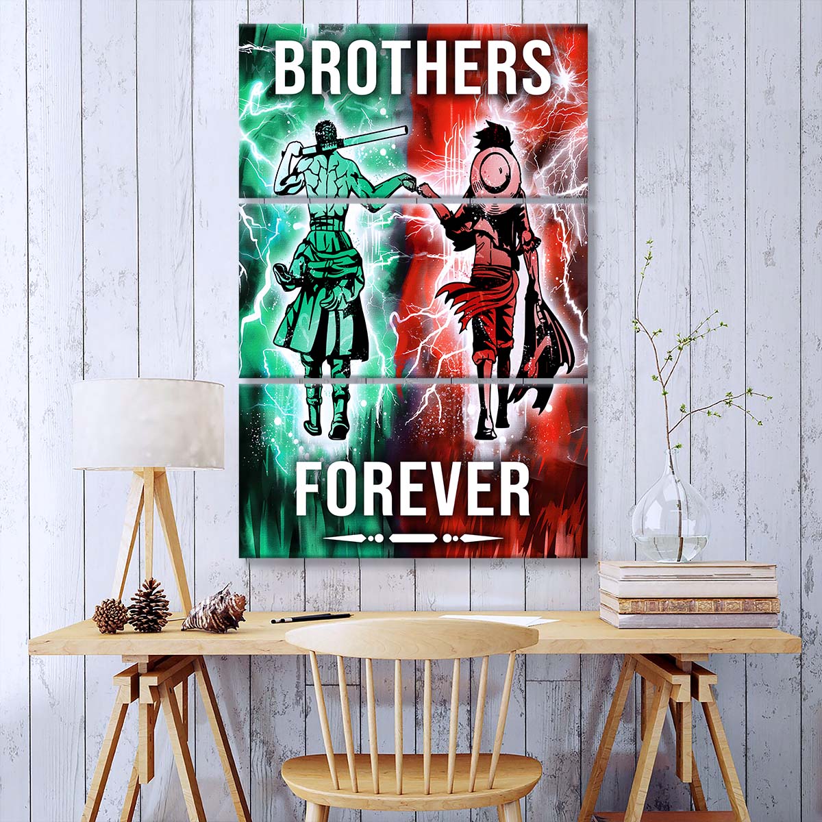 One Piece - 3 Piece Wall Art - OP003 - Brothers Forever - Monkey D. Luffy - Roronoa Zoro - One Piece Canvas