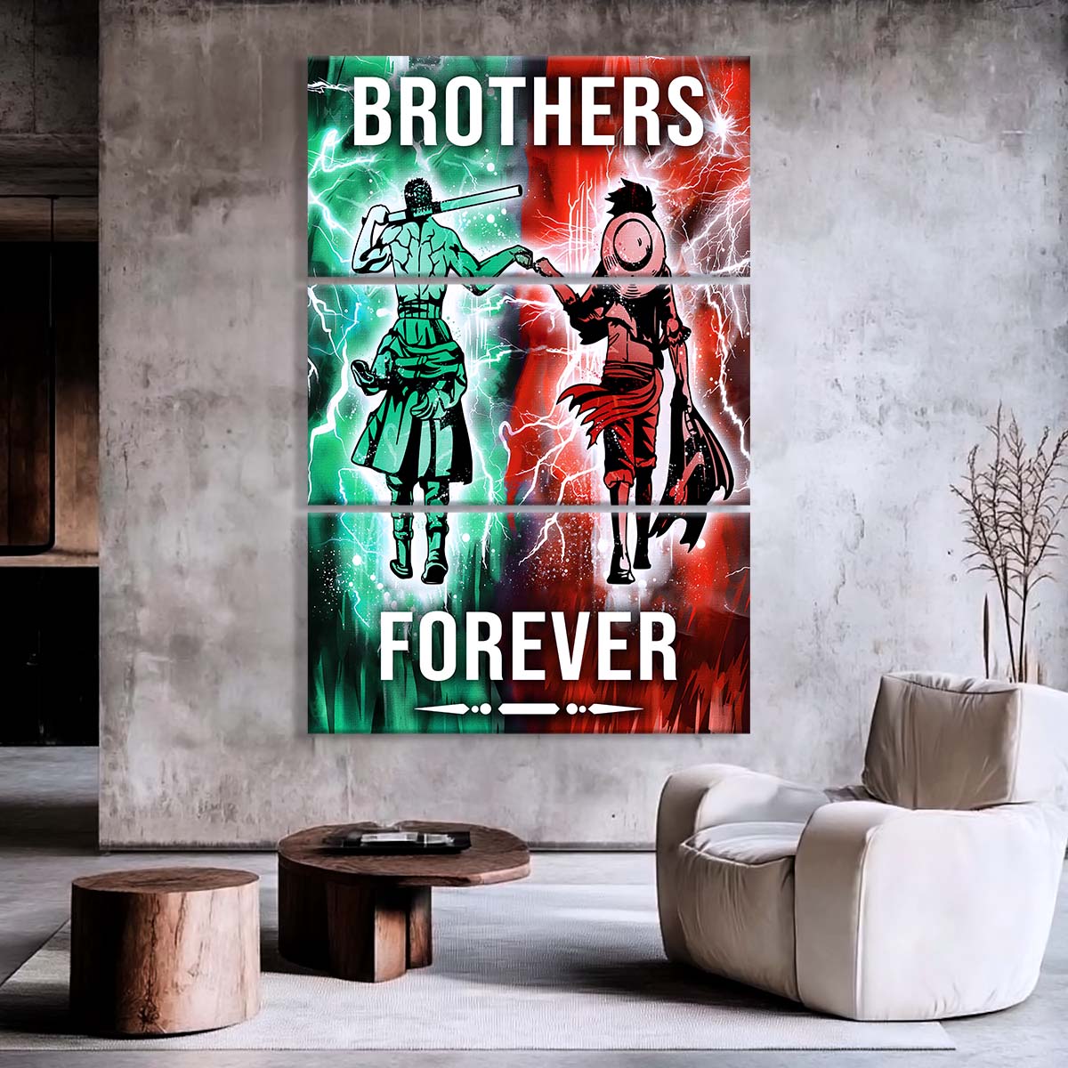 One Piece - 3 Piece Wall Art - OP003 - Brothers Forever - Monkey D. Luffy - Roronoa Zoro - One Piece Canvas