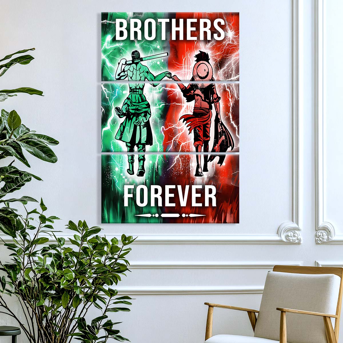 One Piece - 3 Piece Wall Art - OP003 - Brothers Forever - Monkey D. Luffy - Roronoa Zoro - One Piece Canvas
