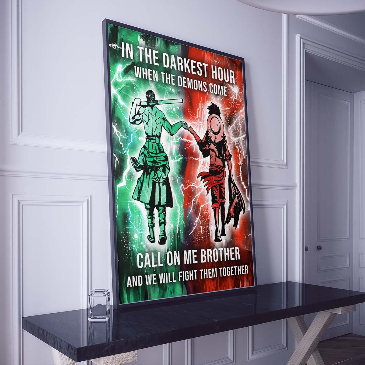 One Piece Wall Art - One Piece Poster - One Piece Canvas - In The Darkest Hour - Call On me Brother - Monkey D. Luffy - Roronoa Zoro - OP001 - Vertical Poster - Vertical Canvas