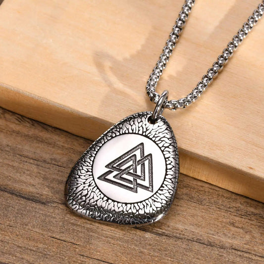 Viking - Rock Punk Norse Viking Amulet Necklaces for Men, Retro Stainless Steel Nordic Rune Talisman Pendant Jewelry Gifts for Male