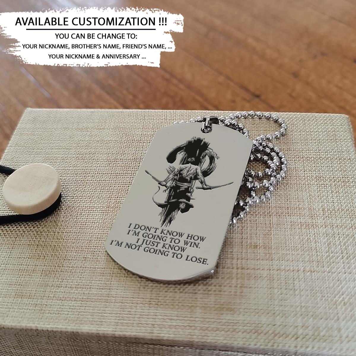 Samurai Dog Tag - I'm Not Going To Lose - Bushido - Katana - Ronin - Miyamoto Musashi - Samurai Necklace - Engrave Dog Tag