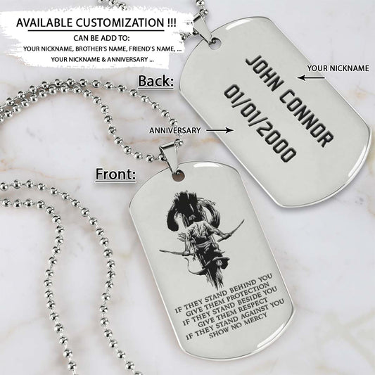 Samurai Dog Tag - IF - Show No Mercy - Bushido - Katana - Ronin - Miyamoto Musashi - Samurai Necklace - Engrave Dog Tag