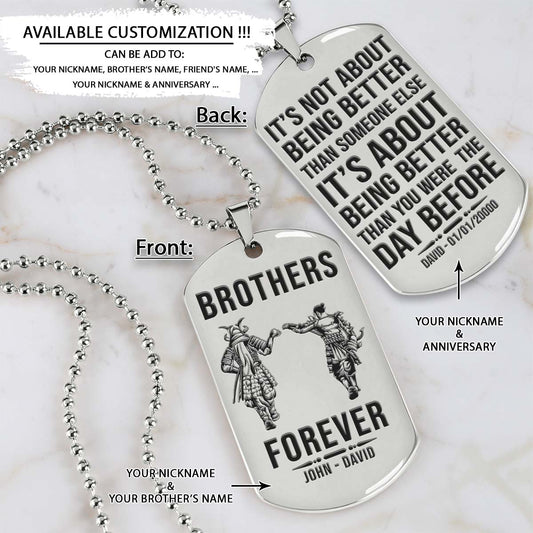 Samurai Dog Tag - Brothers Forever - It's About Being Better Than You Were The Day Before - Bushido - Katana - Ronin - Miyamoto Musashi - Samurai Necklace - Engrave Dog Tag