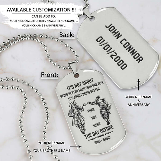 Samurai Dog Tag - It's About Being Better Than You Were The Day Before - Bushido - Katana - Ronin - Miyamoto Musashi - Samurai Necklace - Engrave Dog Tag