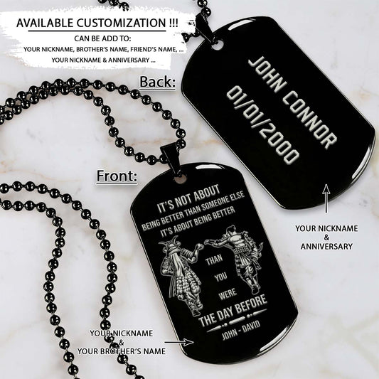 Samurai Dog Tag - It's About Being Better Than You Were The Day Before - Bushido - Katana - Ronin - Miyamoto Musashi - Samurai Necklace - Engrave Dog Tag