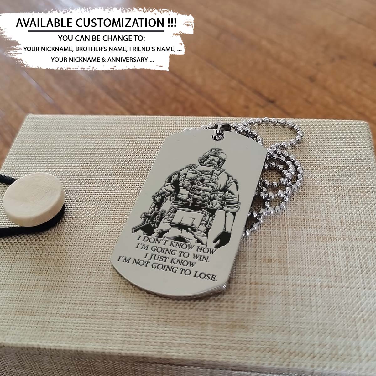 Soldier Dog Tag - I'm Not Going To Lose - Army - Navy - Marines - Air Force - Soldier Necklace - Engrave Dog Tag