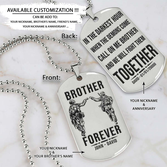 Soldier Dog Tag - Brother Forever - Call On Me Brother - Army - Navy - Marines - Air Force - Soldier Necklace - Engrave Dog Tag