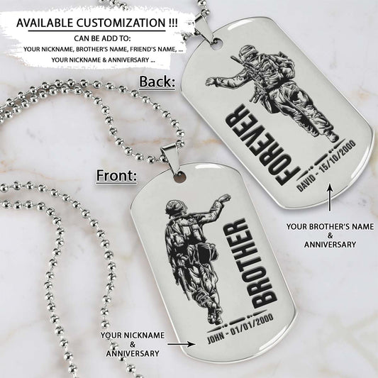 Soldier Dog Tag - Brother Forever - Army - Navy - Marines - Air Force - Soldier Necklace - Engrave Dog Tag