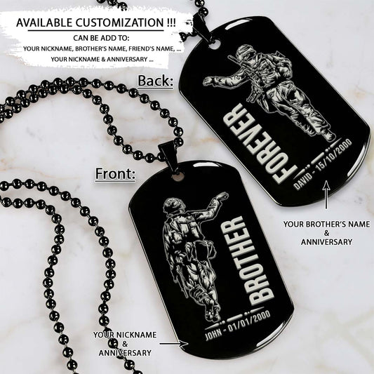 Soldier Dog Tag - Brother Forever - Army - Navy - Marines - Air Force - Soldier Necklace - Engrave Dog Tag