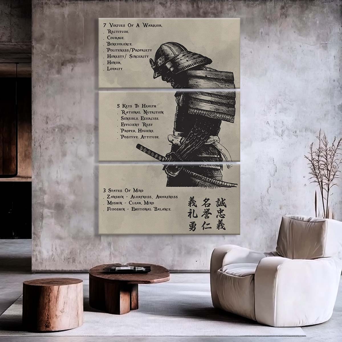 Samurai - 3 Piece Wall Art - SA021 - 7 5 3 CODE - Samurai Canvas