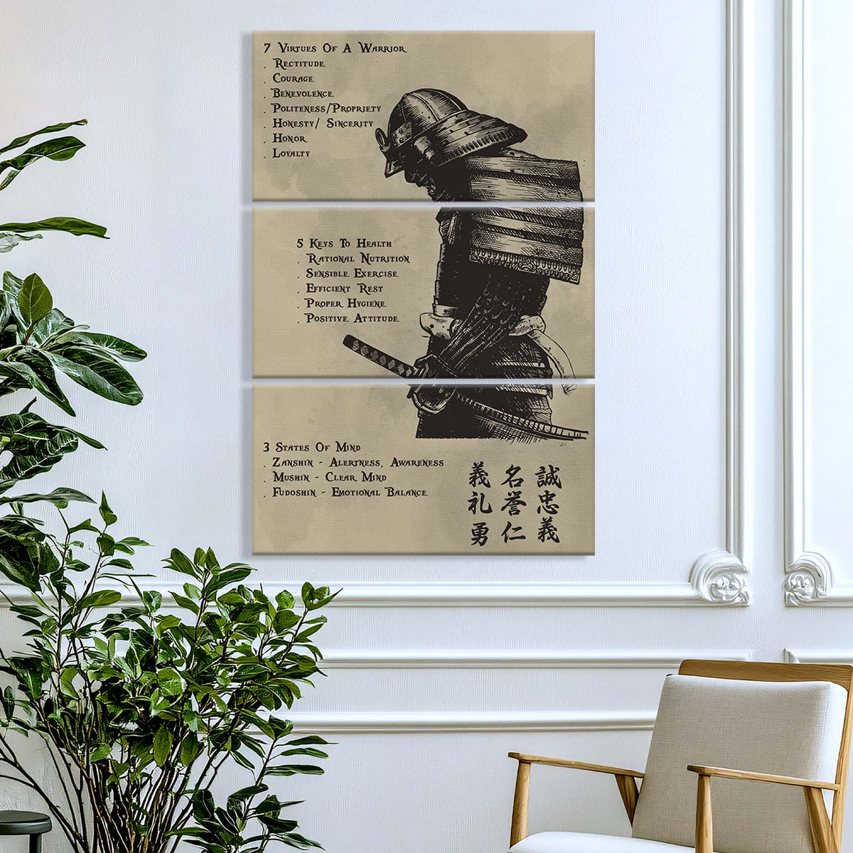 Samurai - 3 Piece Wall Art - SA021 - 7 5 3 CODE - Samurai Canvas