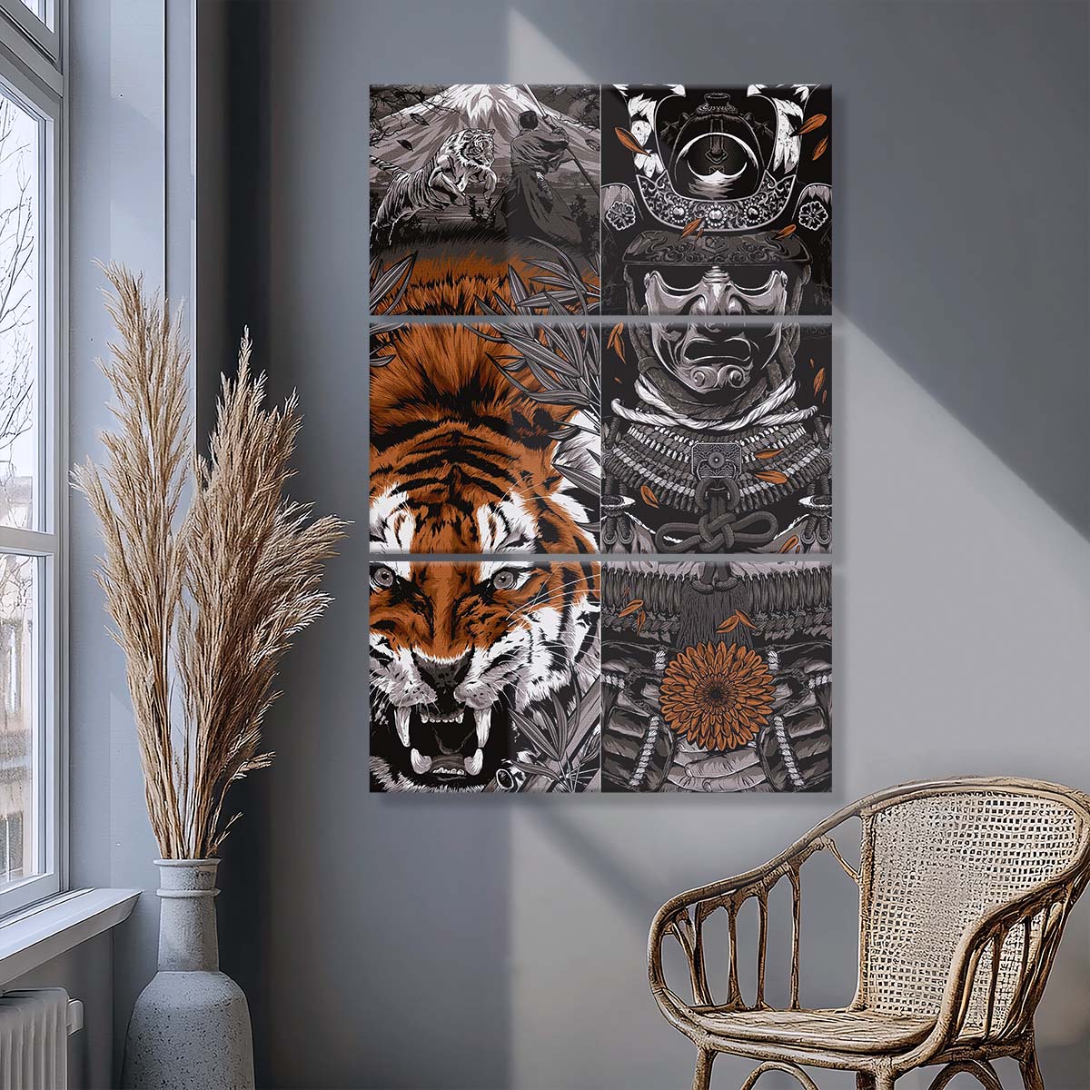 Samurai - 3 Piece Wall Art - SA032 - Samurai Art - Samurai Canvas