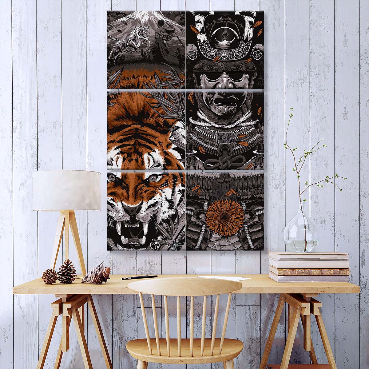 Samurai - 3 Piece Wall Art - SA032 - Samurai Art - Samurai Canvas