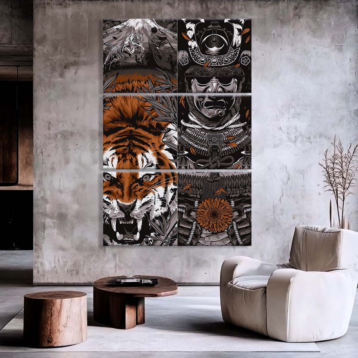 Samurai - 3 Piece Wall Art - SA032 - Samurai Art - Samurai Canvas