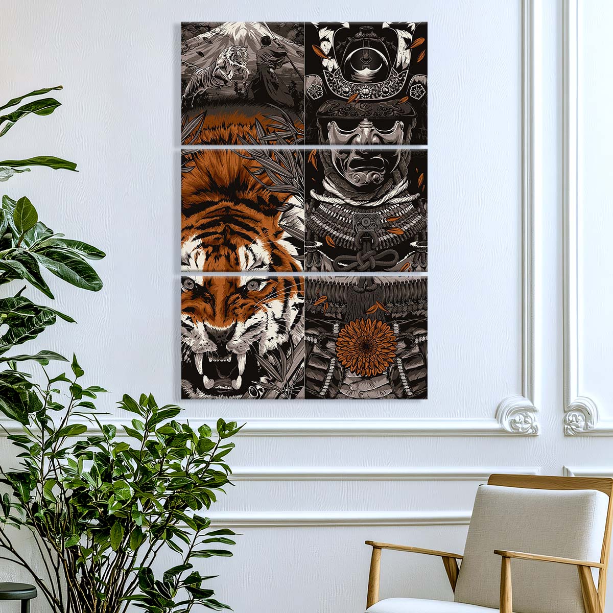 Samurai - 3 Piece Wall Art - SA032 - Samurai Art - Samurai Canvas