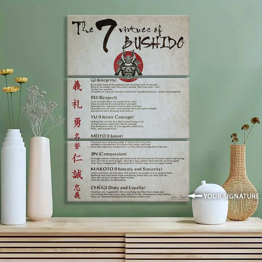 Samurai - 3 Piece Wall Art - SA036 - The Seven Virtues Of Bushido - Samurai Canvas