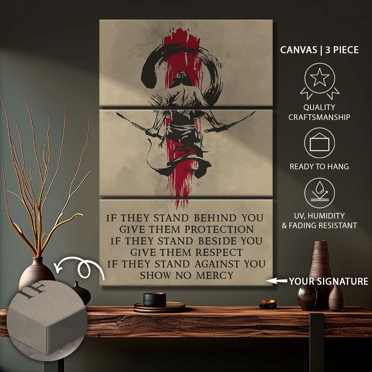 Samurai - 3 Piece Wall Art - SA053 - IF - Show No Mercy - Samurai Canvas