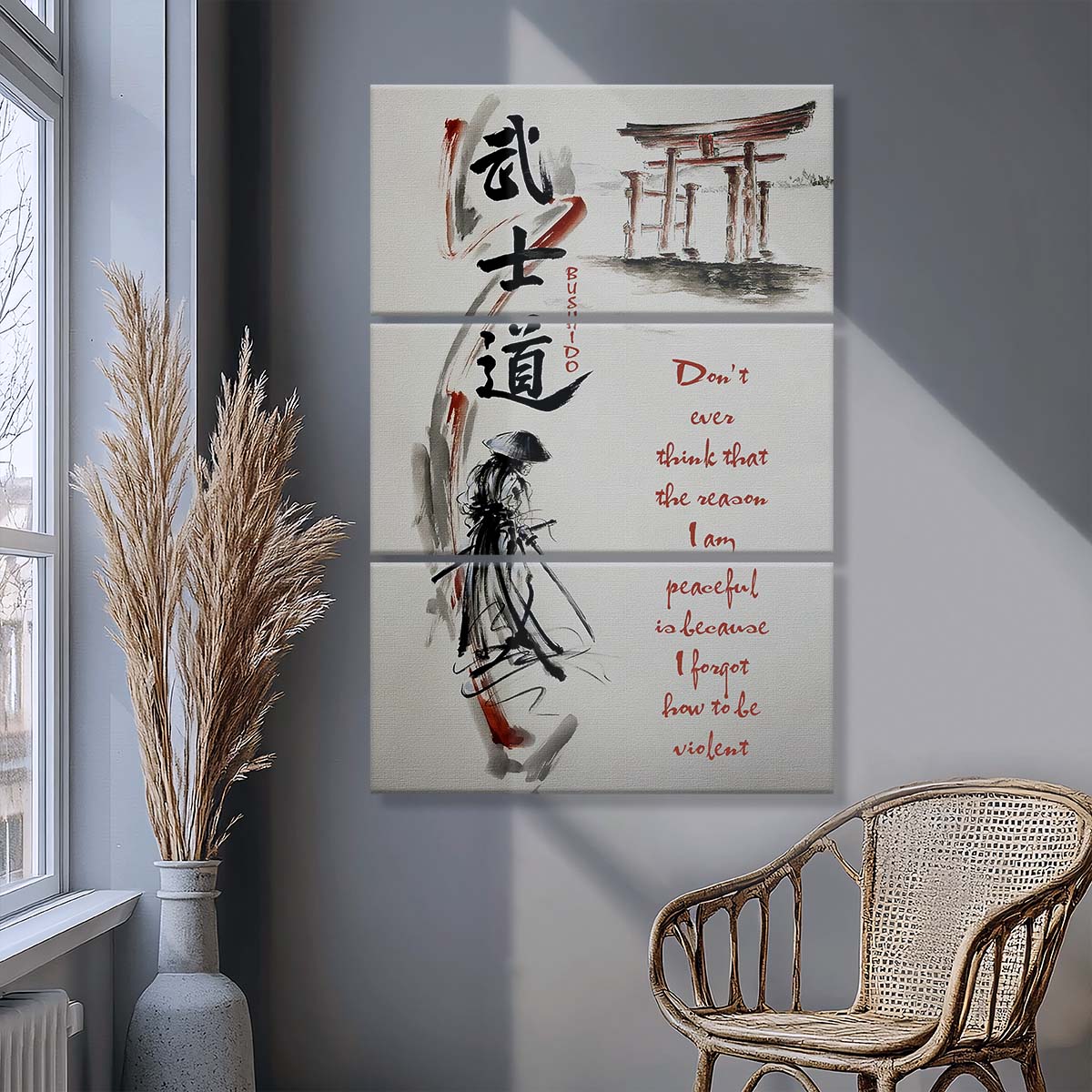 Samurai - 3 Piece Wall Art - SA071 - Don't Ever Think That The Reason - Samurai Canvas