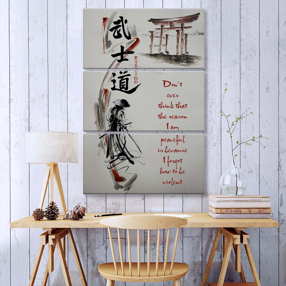 Samurai - 3 Piece Wall Art - SA071 - Don't Ever Think That The Reason - Samurai Canvas
