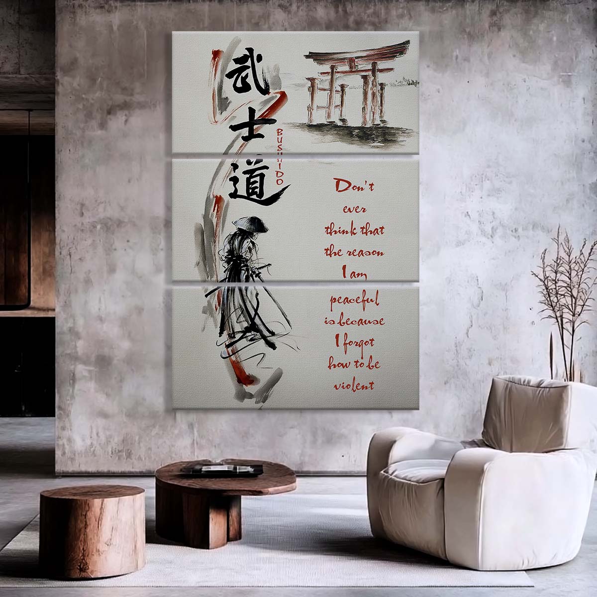 Samurai - 3 Piece Wall Art - SA071 - Don't Ever Think That The Reason - Samurai Canvas