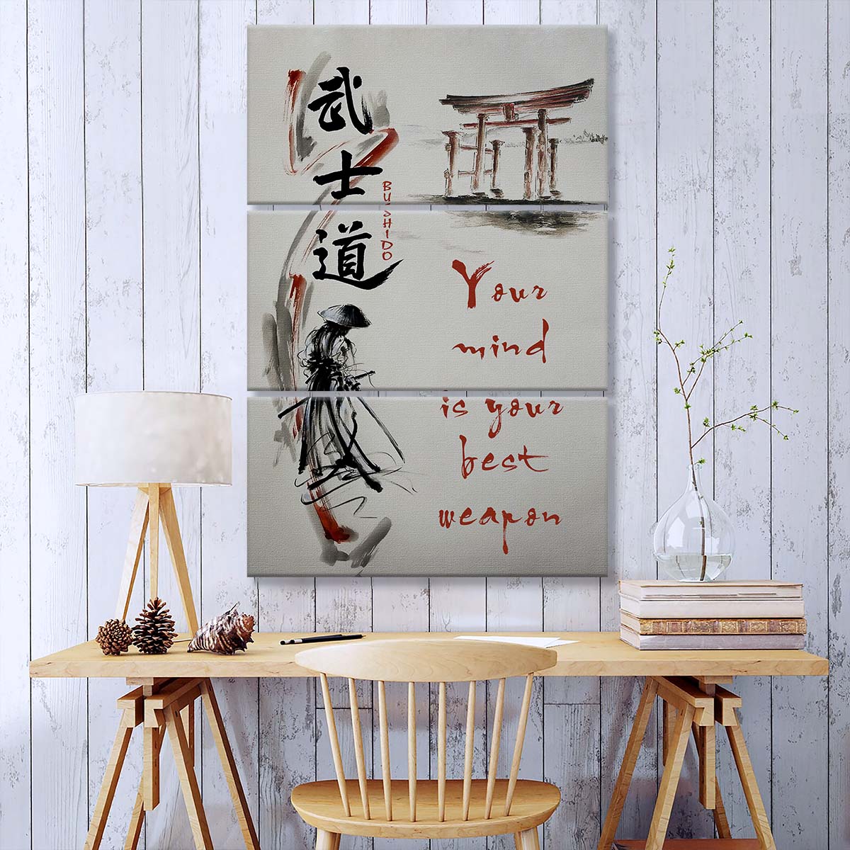 Samurai - 3 Piece Wall Art - SA076 - Your Mind Is Your Best Weapon - Samurai Canvas