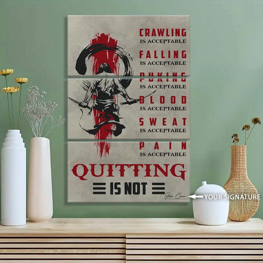 Samurai - 3 Piece Wall Art - SA083 - Quitting Is Not - Samurai Canvas