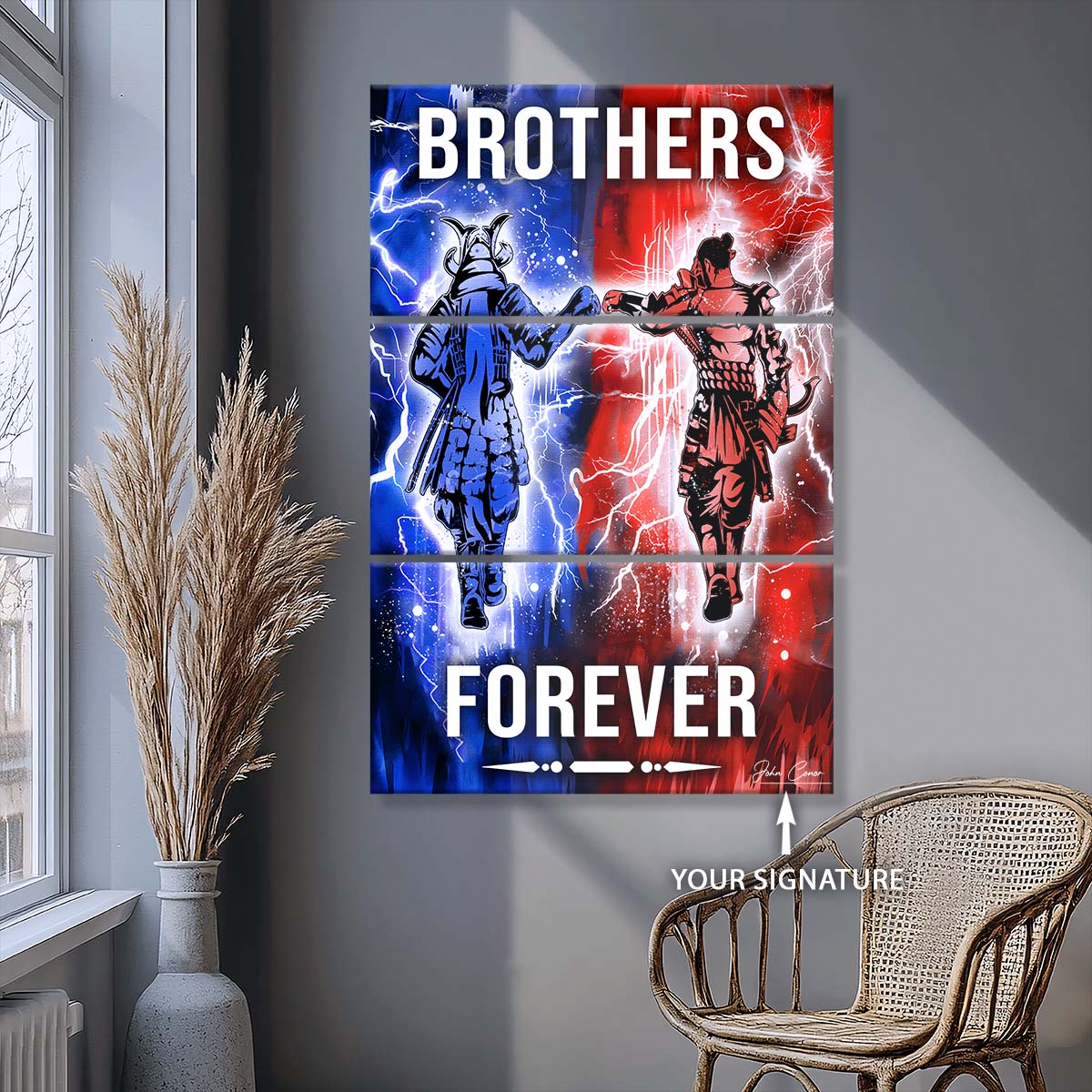 Samurai - 3 Piece Wall Art - SA101 - Brothers Forever - Bushido - Katana - Ronin - Miyamoto Musashi - Samurai Canvas