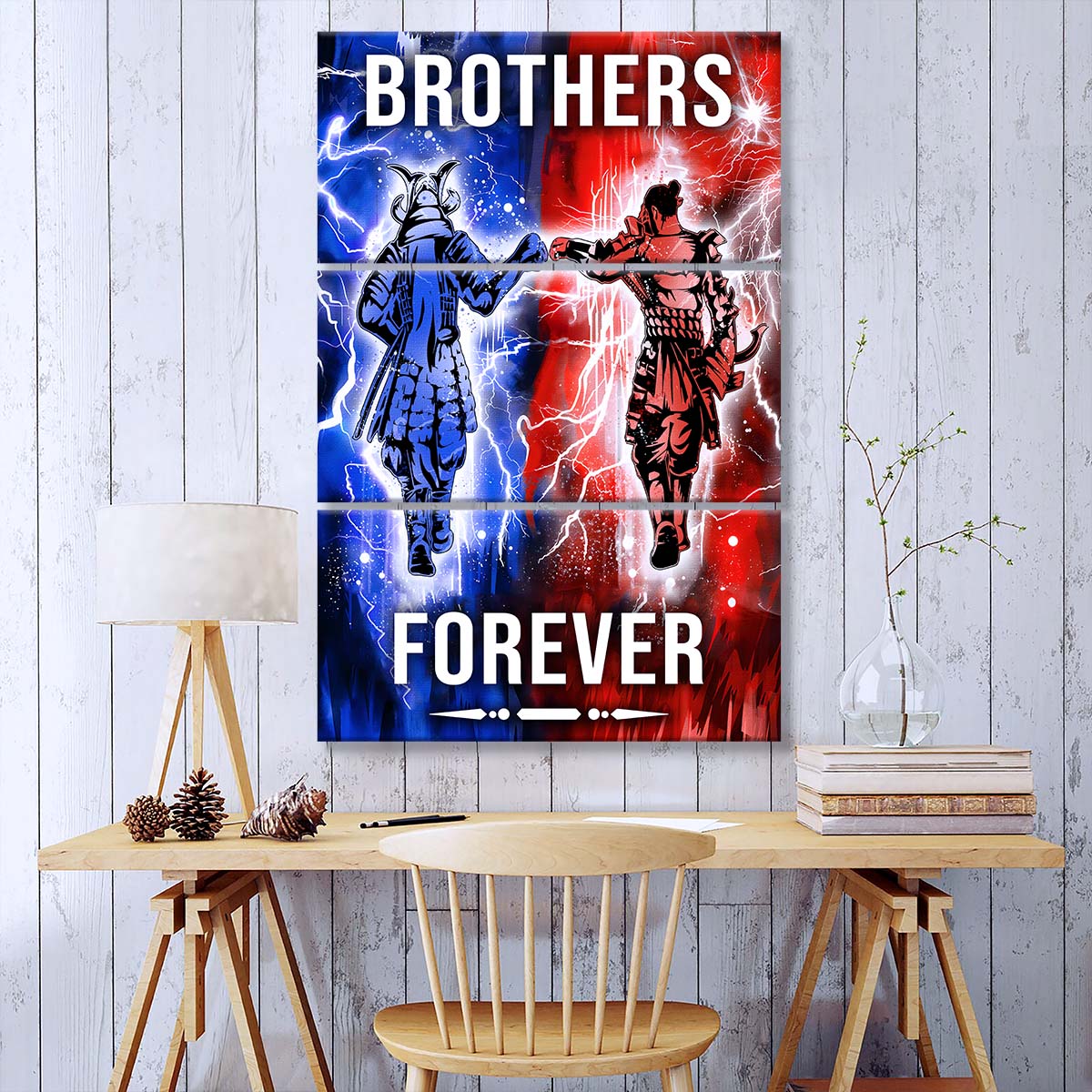 Samurai - 3 Piece Wall Art - SA101 - Brothers Forever - Bushido - Katana - Ronin - Miyamoto Musashi - Samurai Canvas