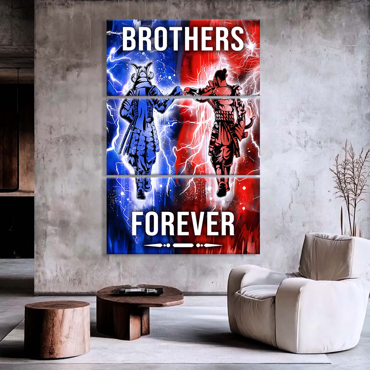 Samurai - 3 Piece Wall Art - SA101 - Brothers Forever - Bushido - Katana - Ronin - Miyamoto Musashi - Samurai Canvas