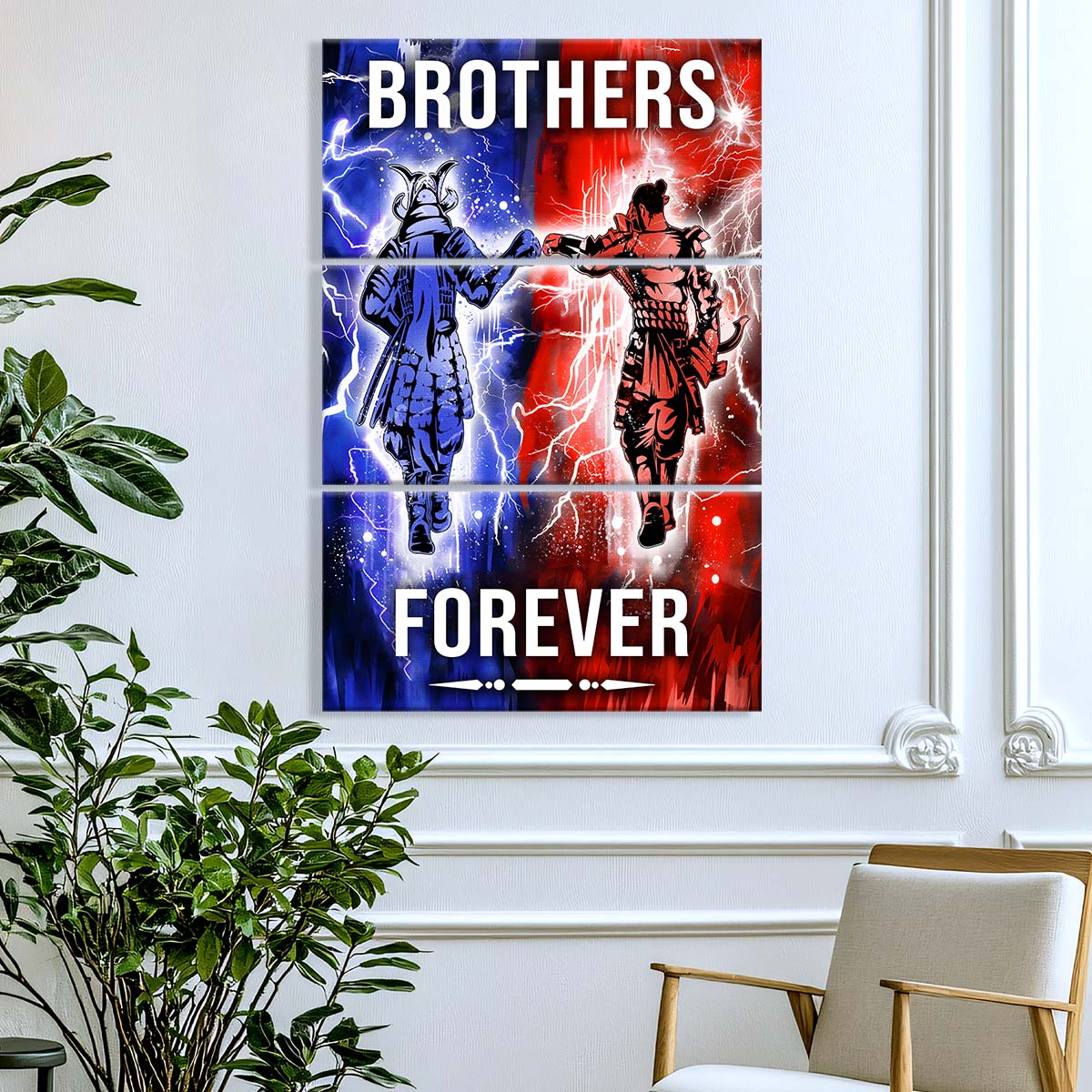 Samurai - 3 Piece Wall Art - SA101 - Brothers Forever - Bushido - Katana - Ronin - Miyamoto Musashi - Samurai Canvas