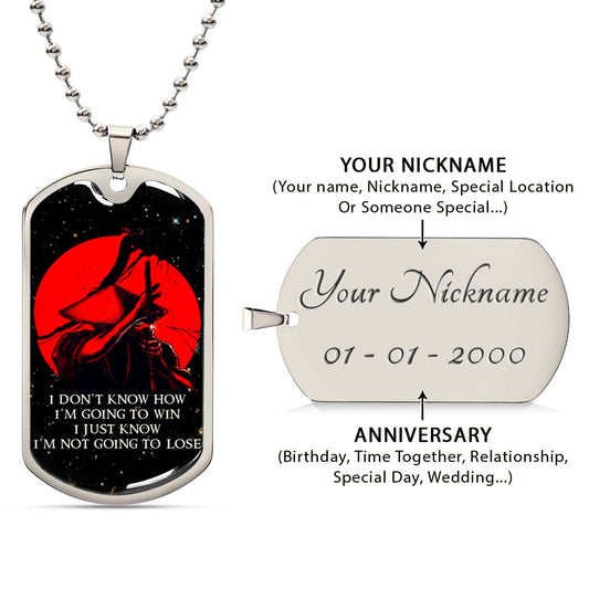 Samurai - SADL011 - IF - Show No Mercy - Bushido - Katana - Ronin - Miyamoto Musashi - Samurai Dog Tag - Military Ball Chain - Luxury Dog Tag
