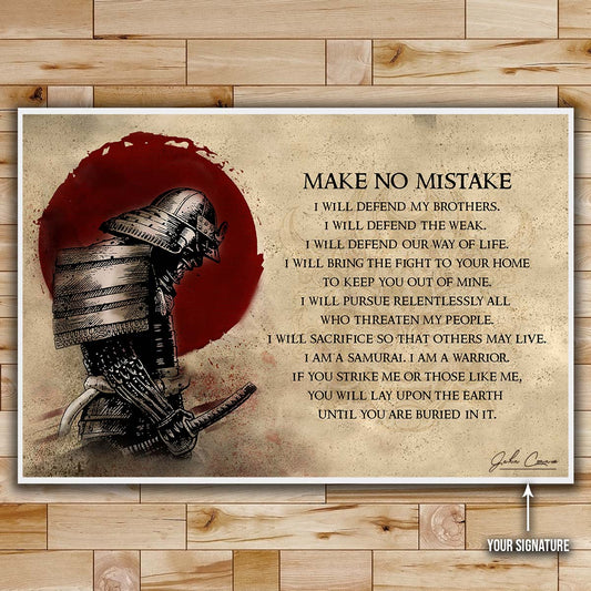 Samurai Wall Art - Samurai Poster - Samurai Canvas - Make No Mistake - SA094 - Horizontal Poster - Horizontal Canvas
