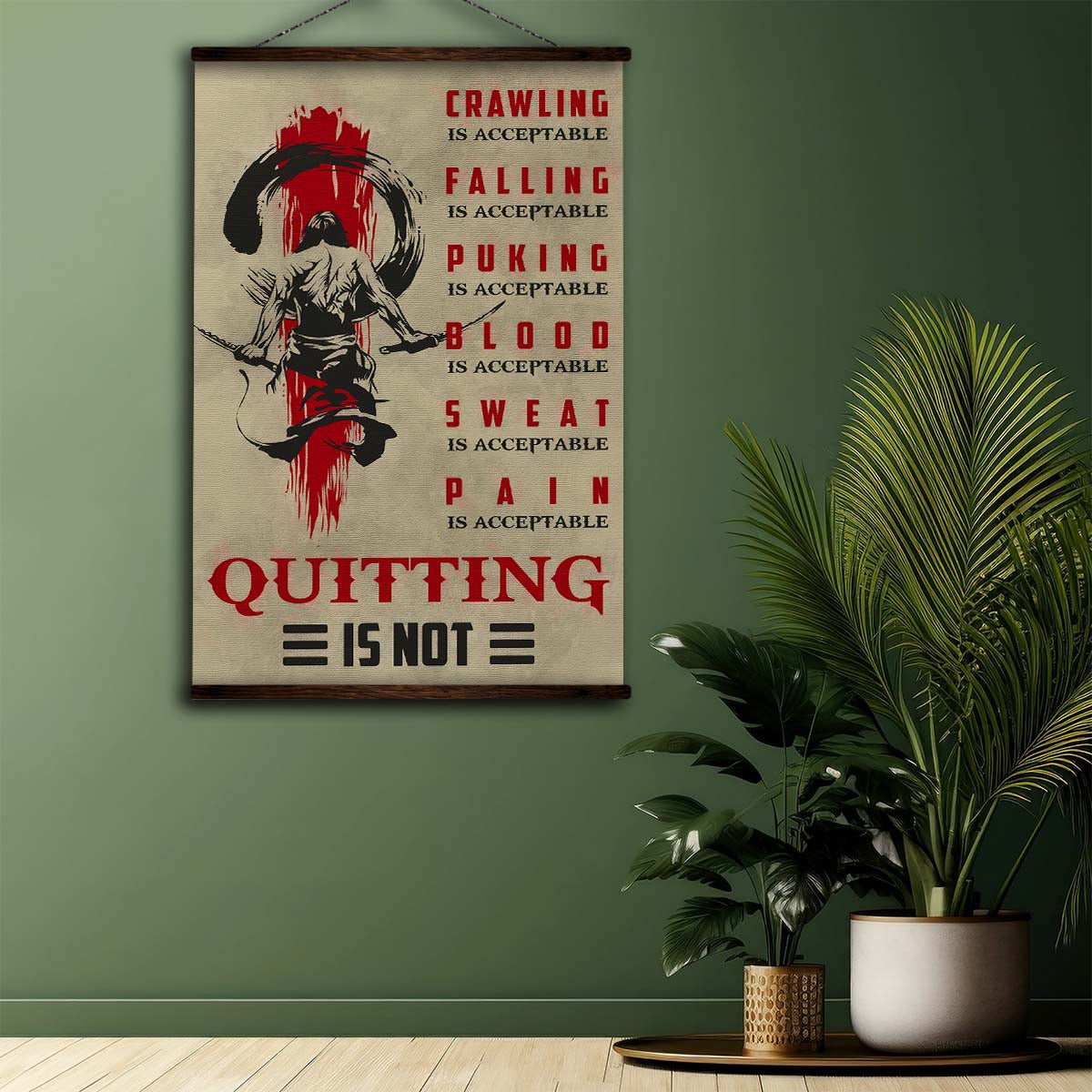 Samurai Wall Art - Samurai Poster - Samurai Canvas - Quitting Is Not - SA083 - Vertical Poster - Vertical Canvas